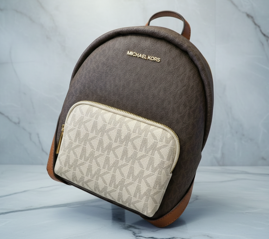 MICHAEL KORS MEDIUM ERIN BACKPACK - SIGNATURE BROWN/WHITE