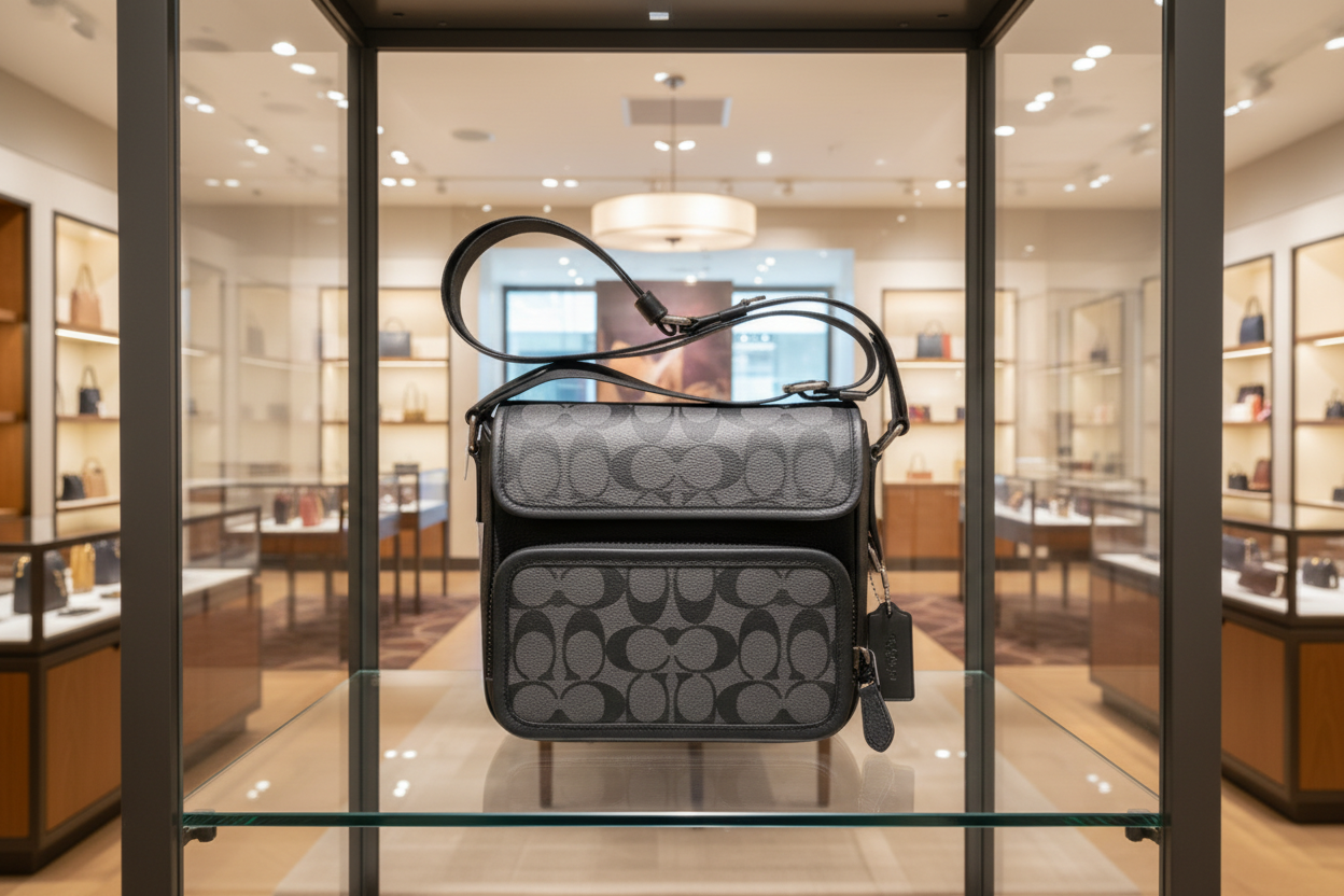 COACH SULLIVAN FLAP CROSSBODY - SIGNATURE CANVAS/CHARCOAL BLACK