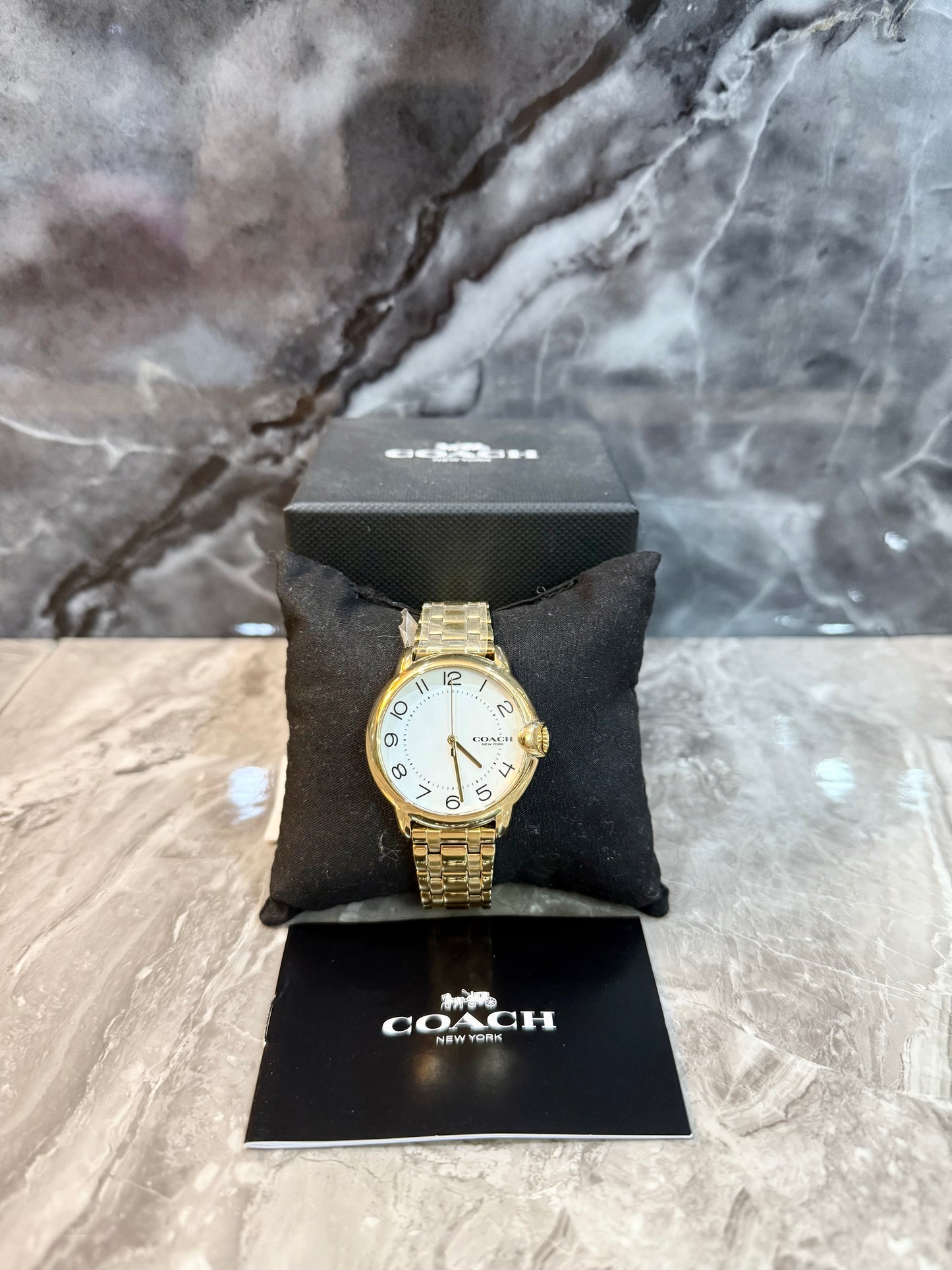 ساعة كوتش إليوت كوارتز من الفولاذ المقاوم للصدأ مطلية بالذهب - مينا صغير