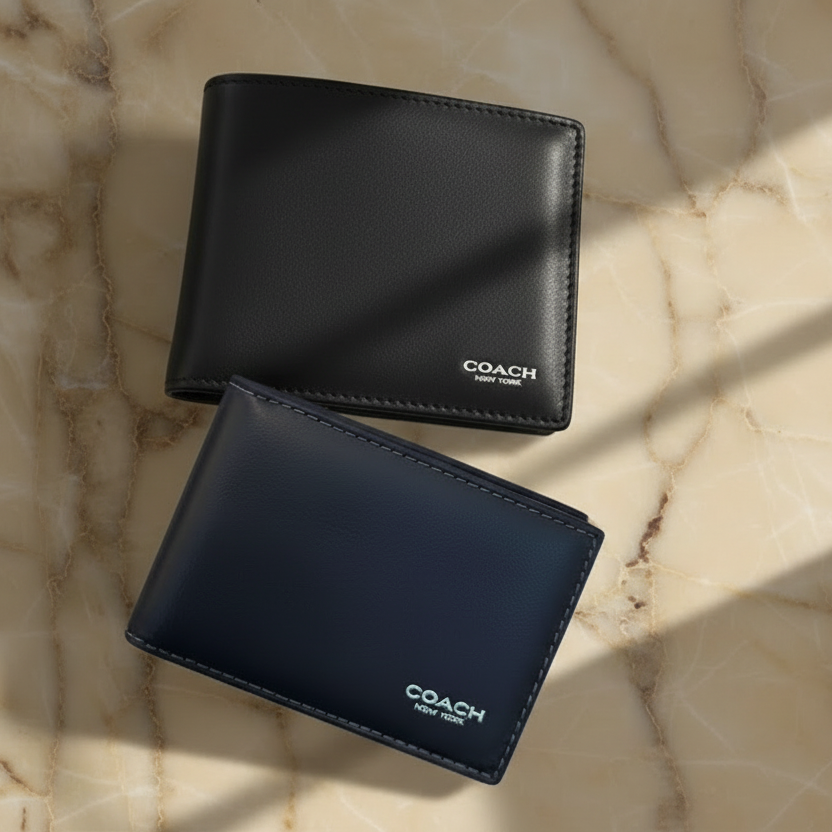 COACH MEN’S 3 in 1 BIFOLD WALLET - WITH INSERT - BLACK