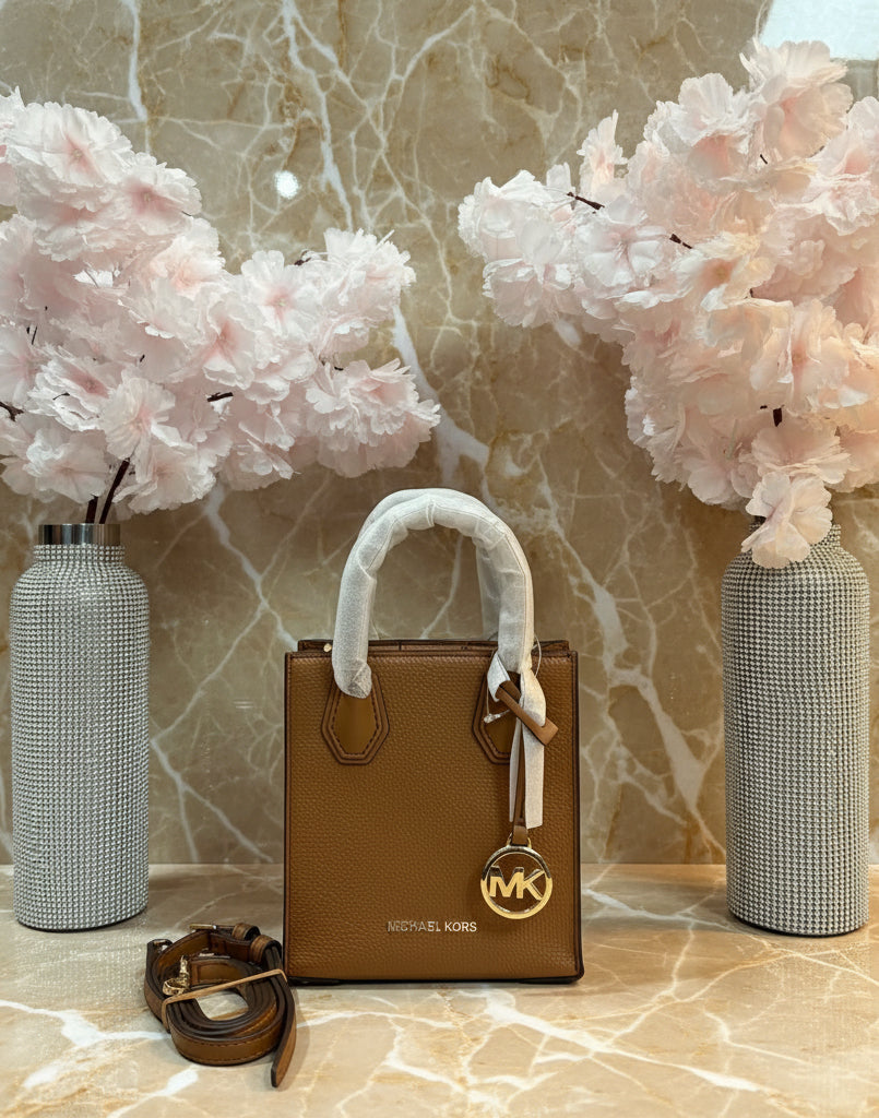 MICHAEL KORS MERCER XS MINI SHOPPER TOTE LEATHER - BROWN CARAMEL HUE