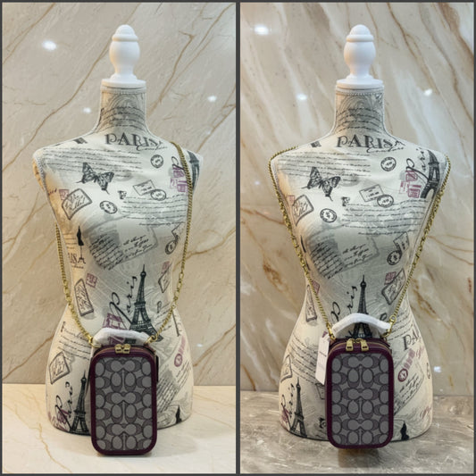 COACH ALIE PHONE CROSSBODY BAG IN SIGNATURE JACQUARD - OAK MAPLE ( FR. BOUTIQUE STORE )