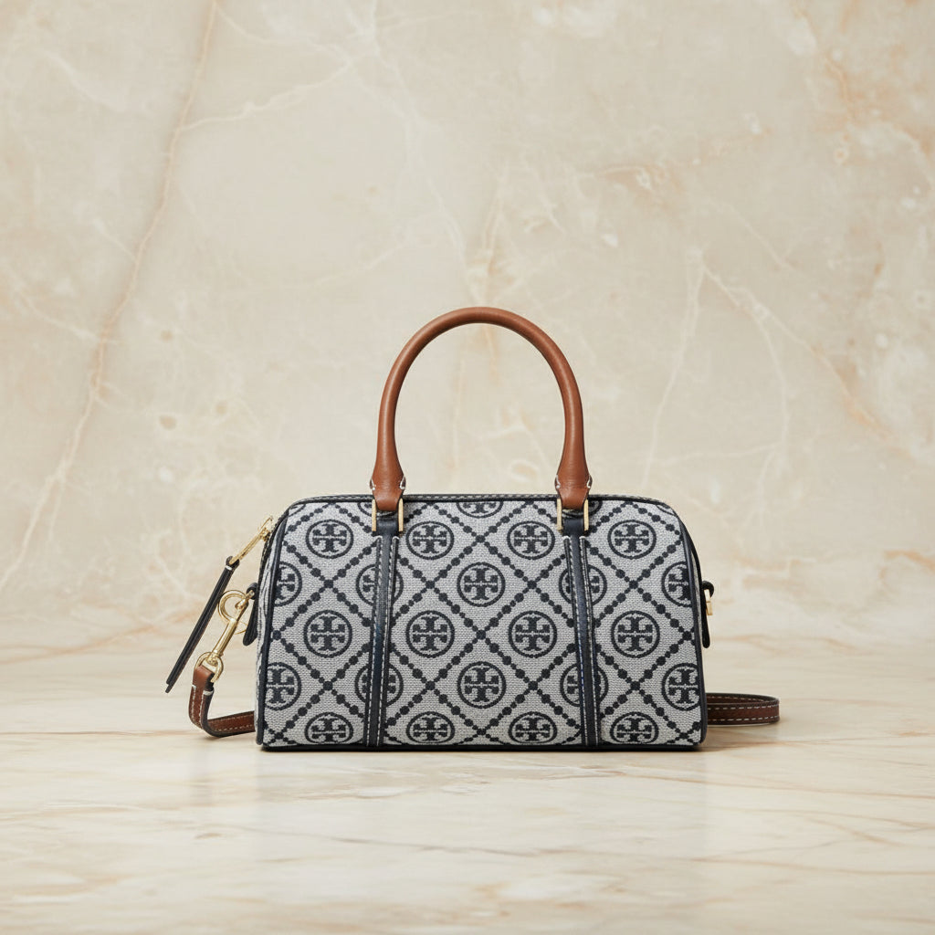 TORY BURCH PETITE BARREL/XBODY - T MONOGRAM NAVY BLUE