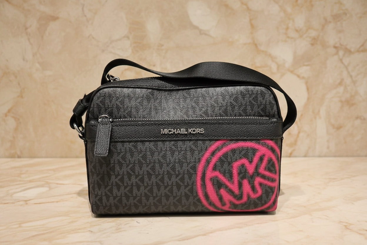 MICHAEL KORS COOPER EMBELISHED SIGNATURE LOGO UTILITY CROSSBODY
