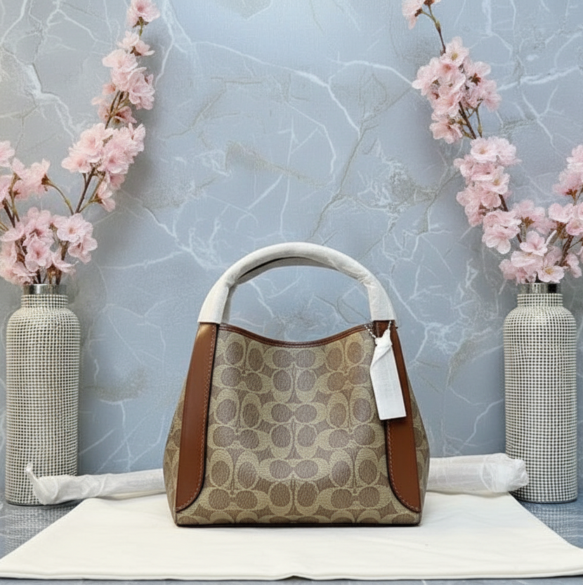 COACH HADLEY HOBO 21 - SIGNATURE CANVAS TAN RUST