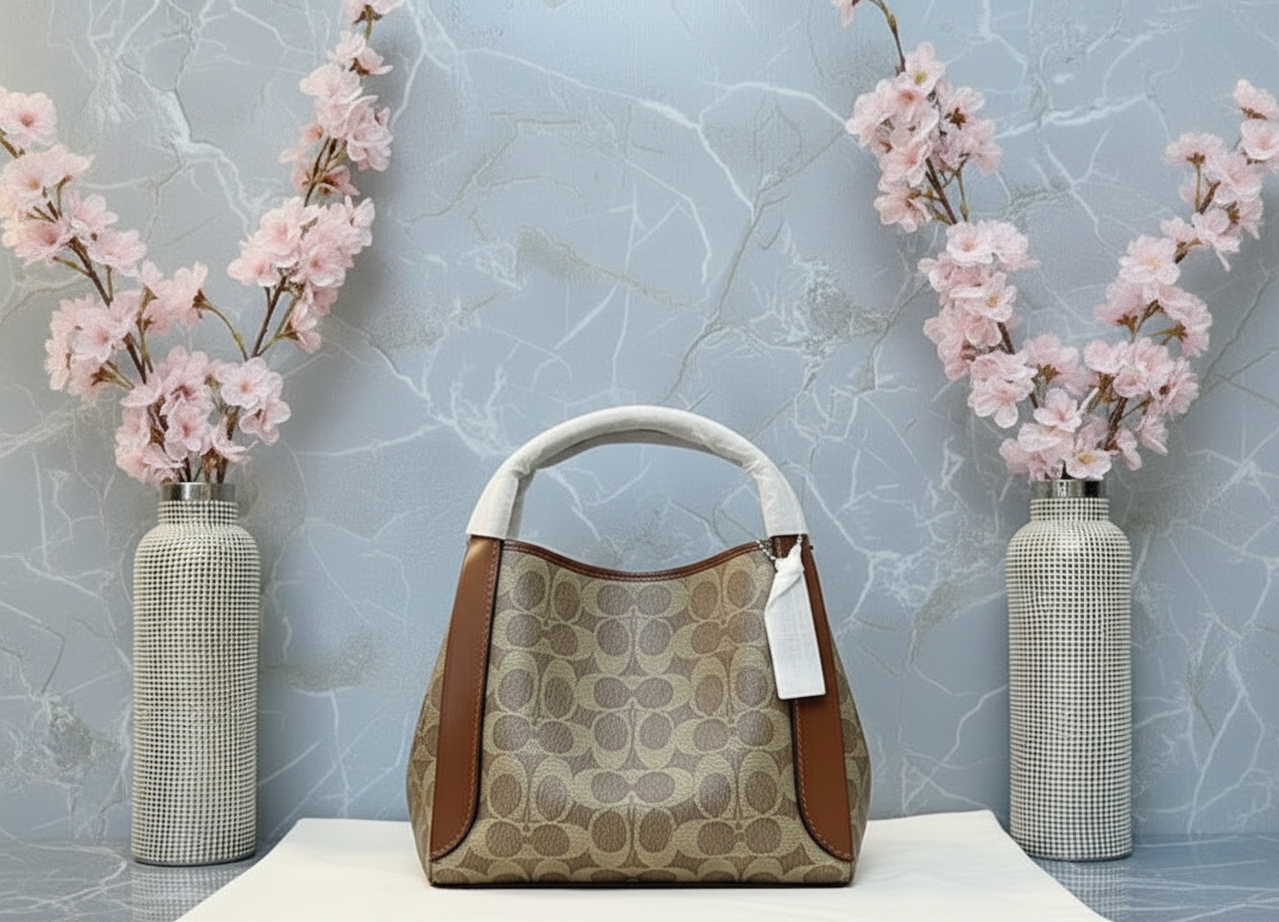 COACH HADLEY HOBO 21 - SIGNATURE CANVAS TAN RUST