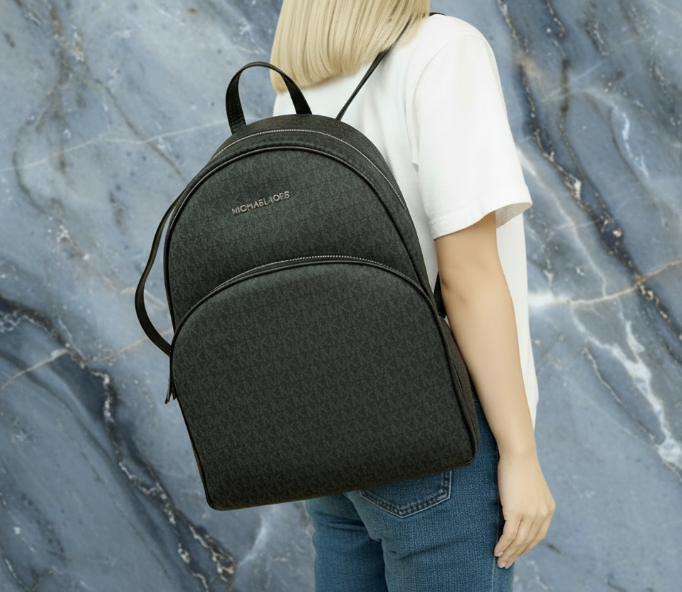MICHAEL KORS ABBEY BACKPACK LARGE - SIGNATURE BLACK