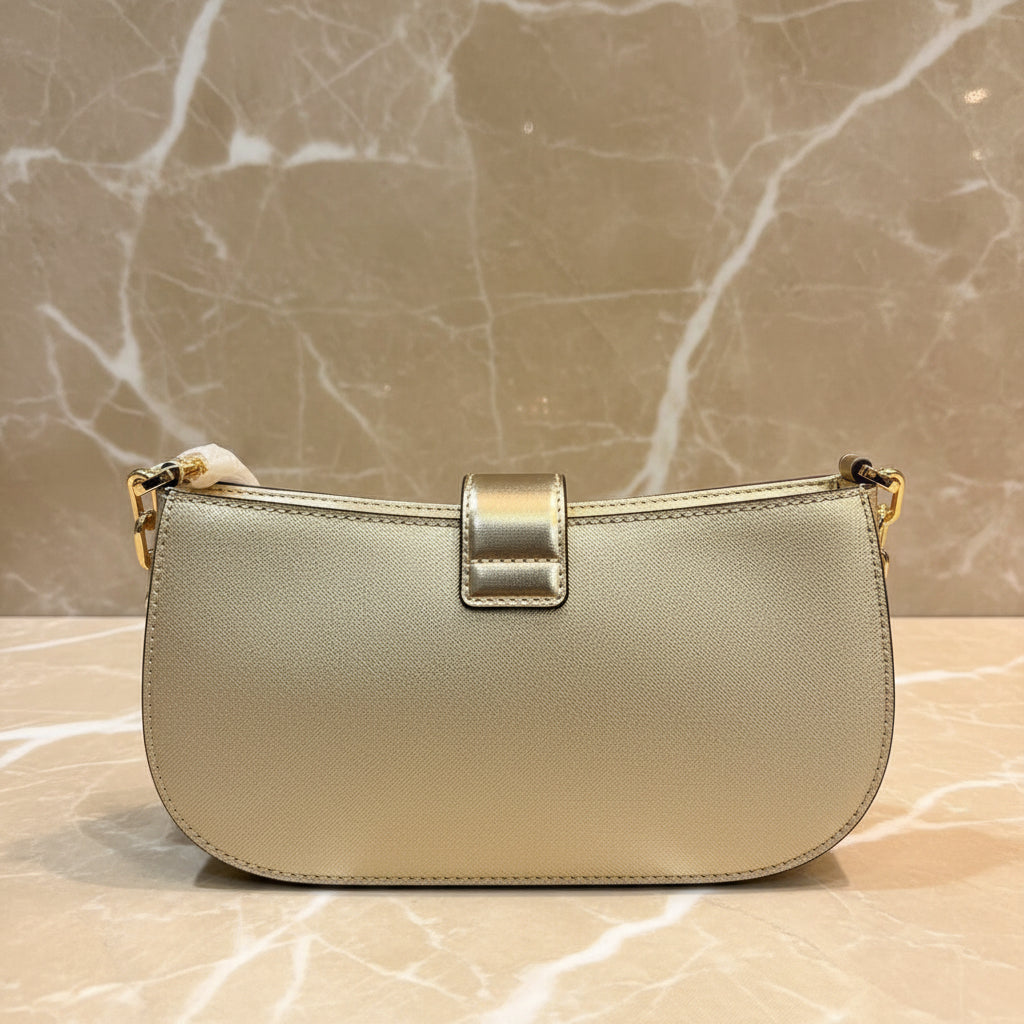 MICHAEL KORS CARMEN POUCHETTE SHOULDER BAG ONLY - PALE GOLD