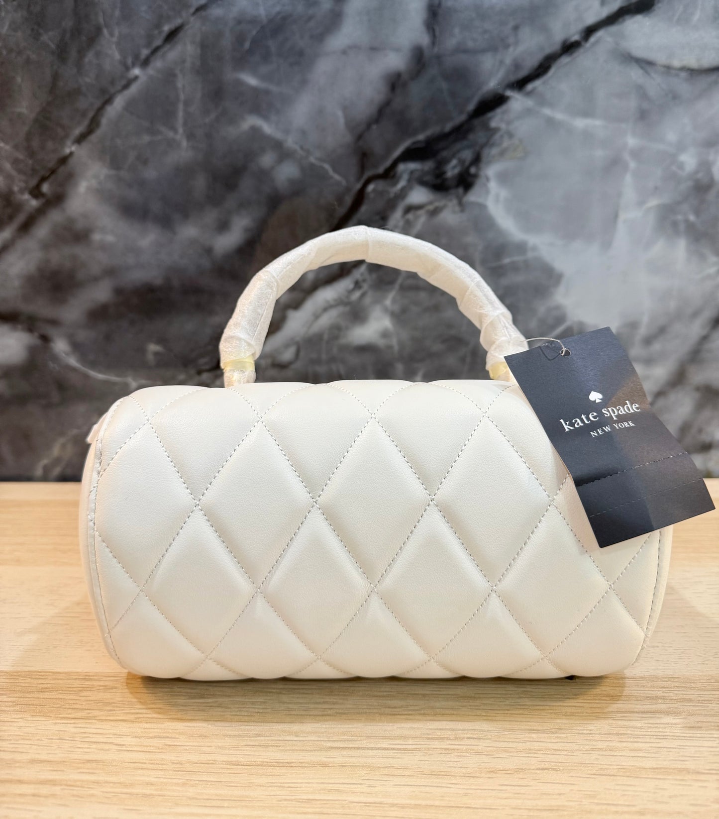 KATE SPADE QUILTED HEART BARREL TOP HANDLE/CROSSBODY - SMALL - MERINGUE