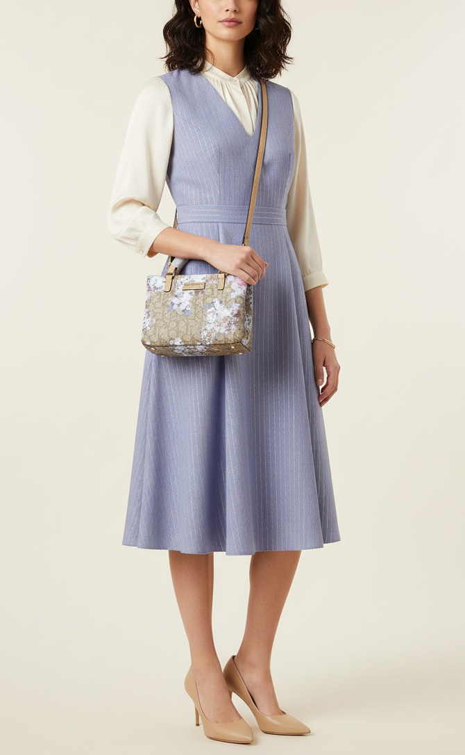 CALVIN KLEIN MINI SATCHEL LOGO FLORAL