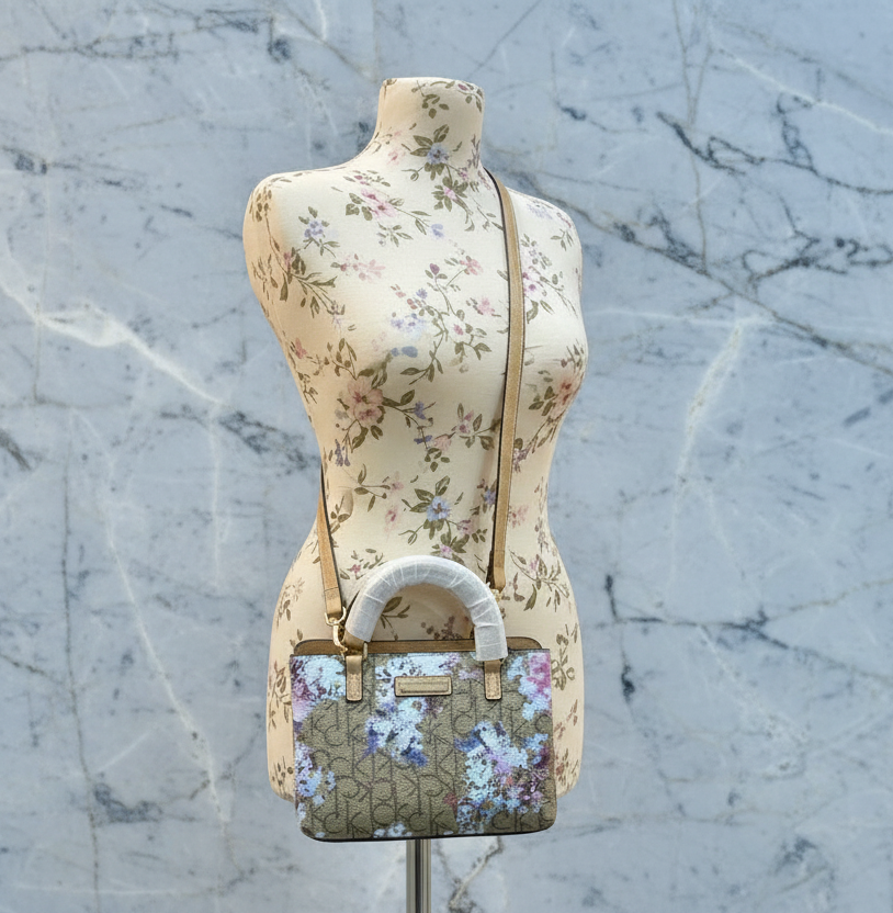 CALVIN KLEIN MINI SATCHEL LOGO FLORAL