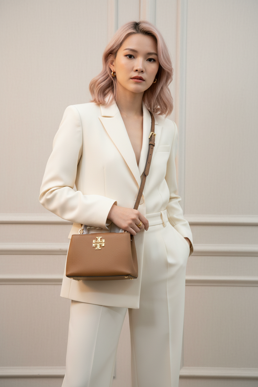 TORY MICRO BRITTEN SATCHEL -  BROWN