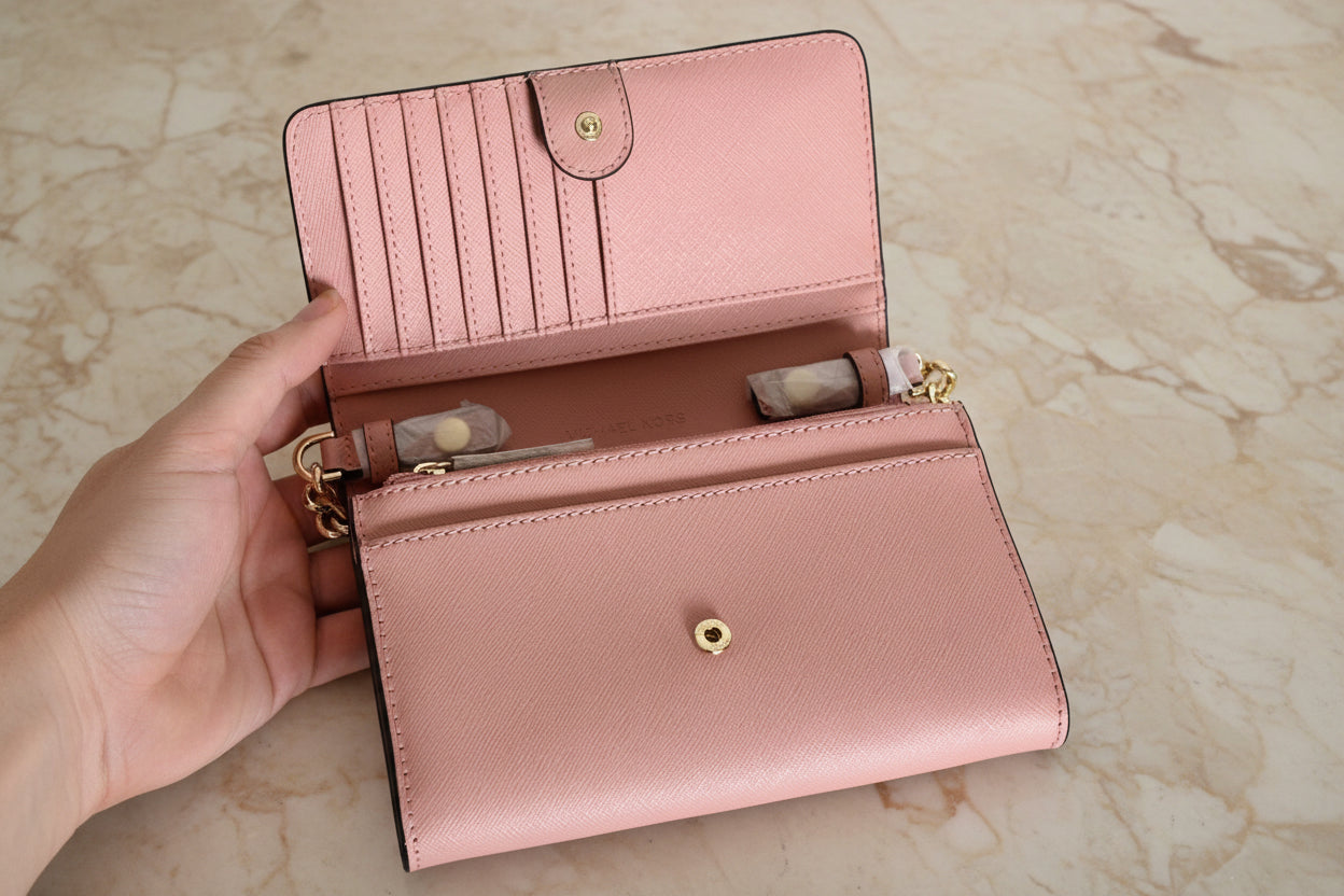 MICHAEL KORS JET SET TRAVEL PHONE CROSSBODY BAG - PRIMROSE
