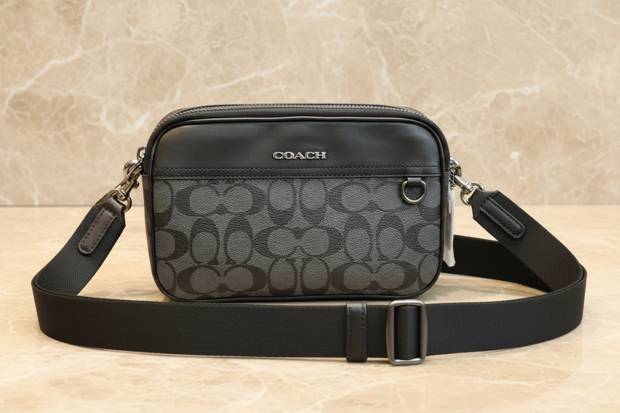 COACH GRAHAM CROSSBODY - SIGNATURE COATED CANVAS/CHARCOAL BLACK