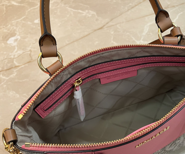 MICHAEL KORS SULLIVAN SATCHEL SMALL - SAFFIANO LEATHER - TEA ROSE MULTI