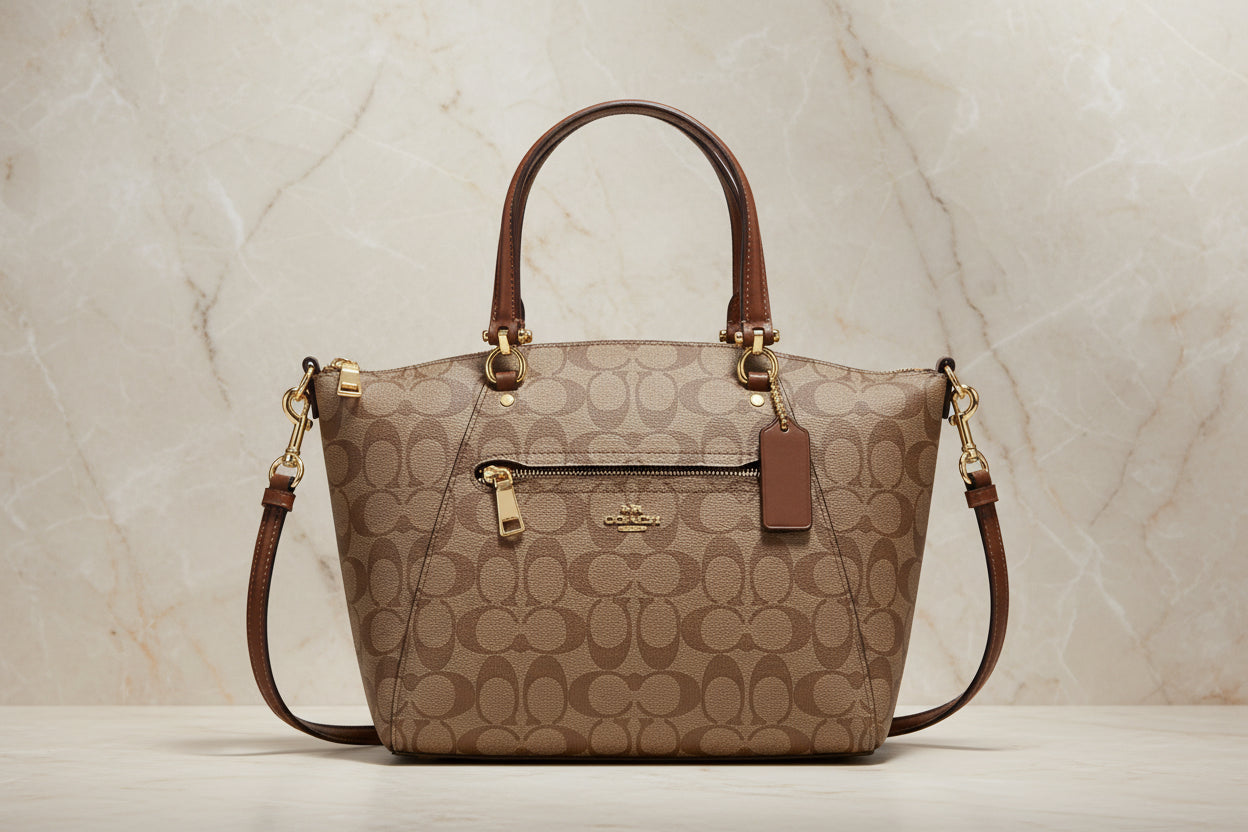 COACH SMALL PRAIRIE SATCHEL IN SIGNATURE CANVAS KHAKI BROWN