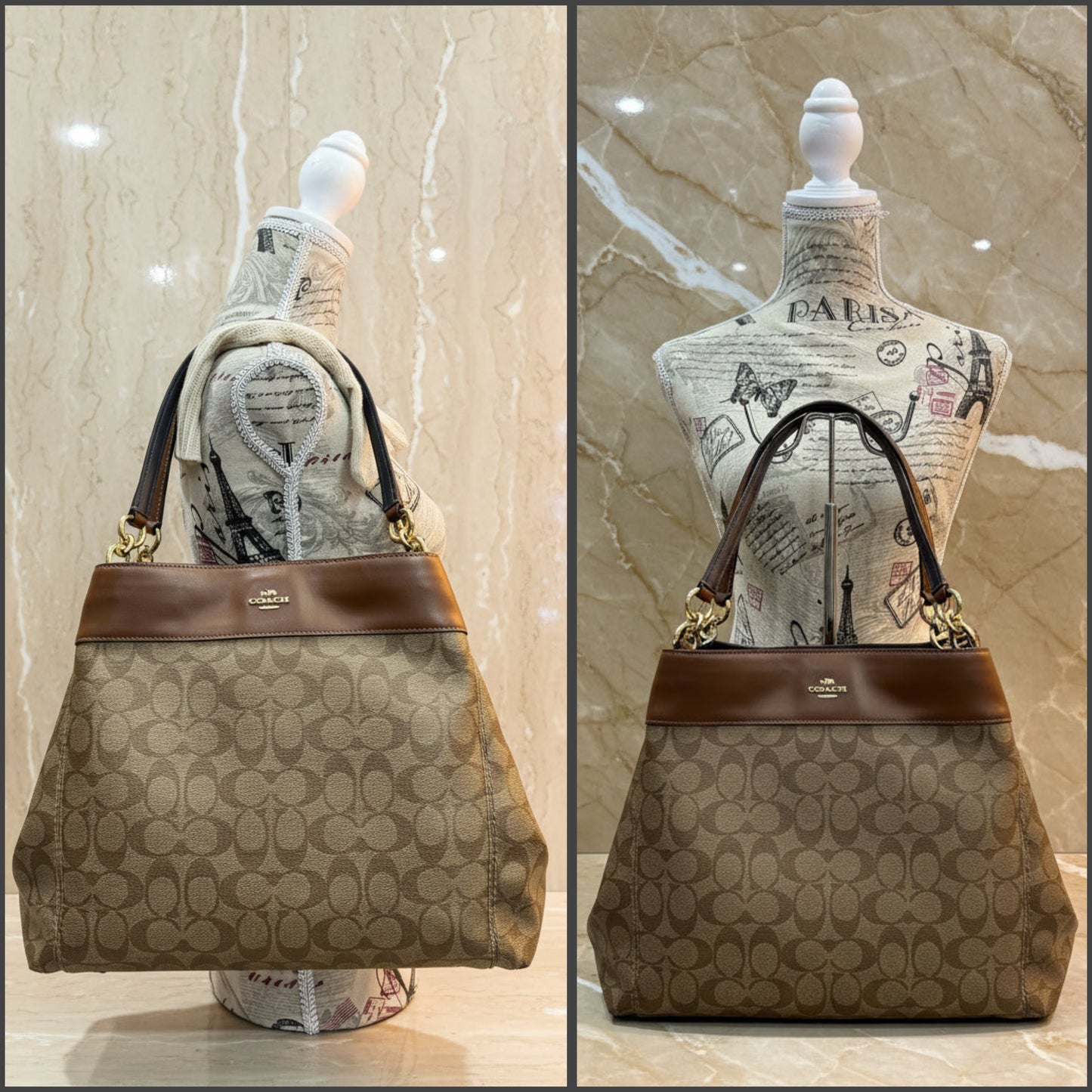 SALE‼️‼️‼️COACH LEXY SHOULDER BAG IN SIGNATURE KHAKI/SADDLE