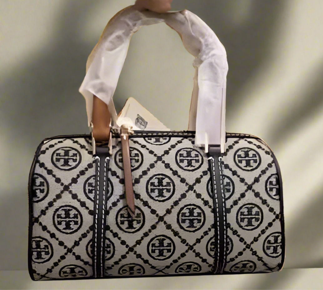 TORY BURCH PETITE BARREL/XBODY - T MONOGRAM NAVY BLUE