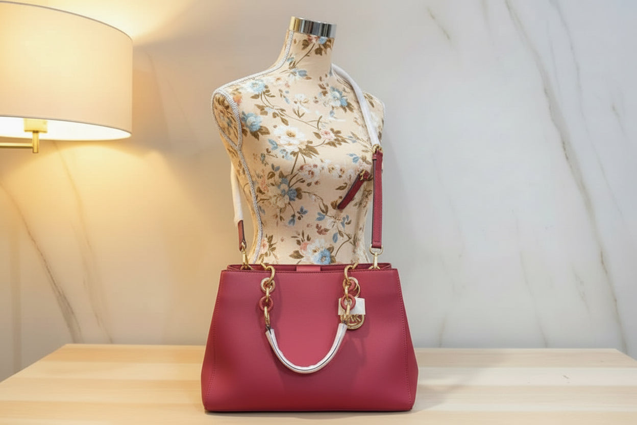 MICHAEL KORS CYNTHIA SATCHEL - SAFFIANO LEATHER -  RED - MEDIUM
