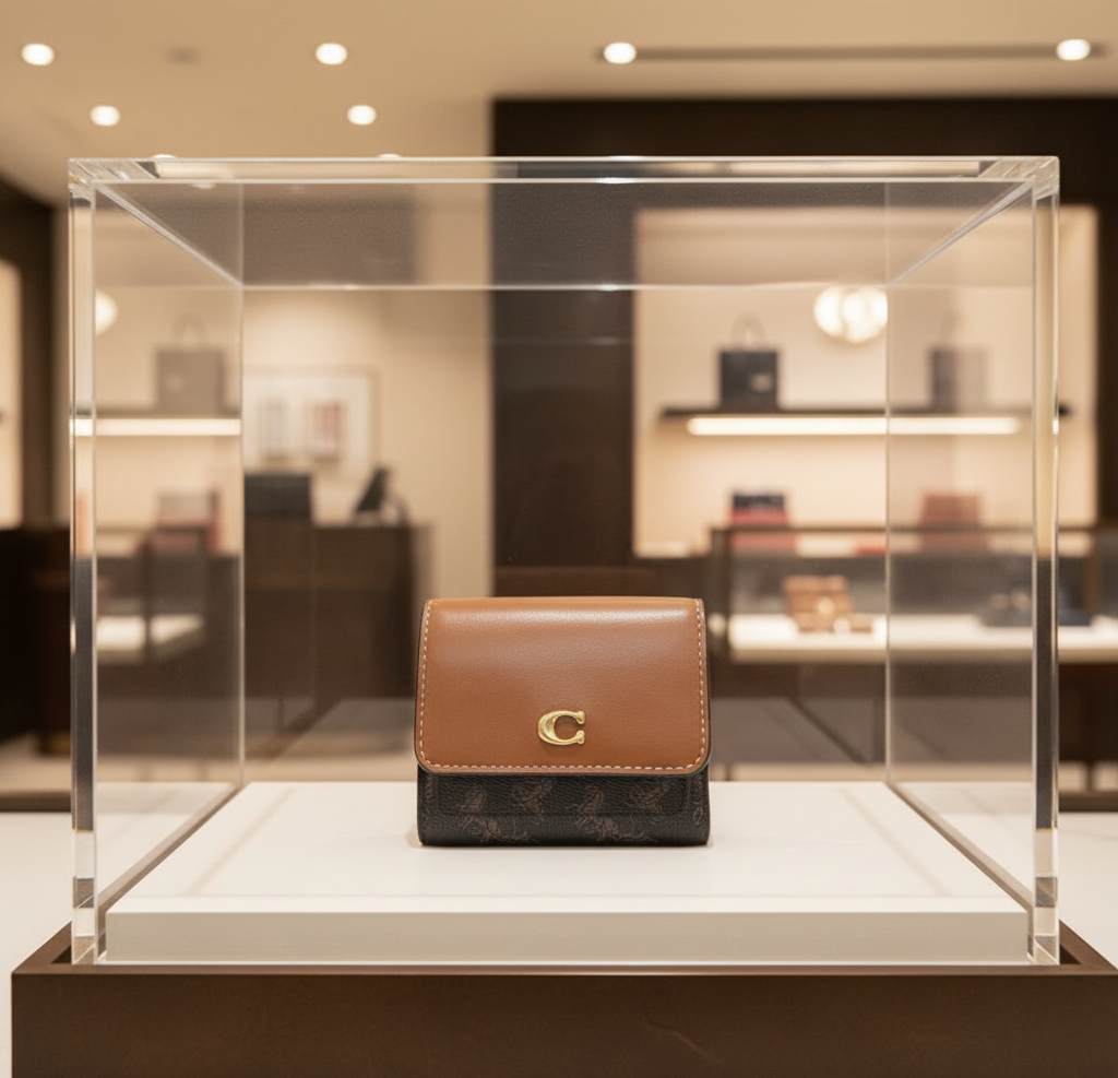 COACH MILA SMALL TRIFOLD WALLET - MISSING TAG - SIGNATURE HORSE & CARRIAGE PRINT