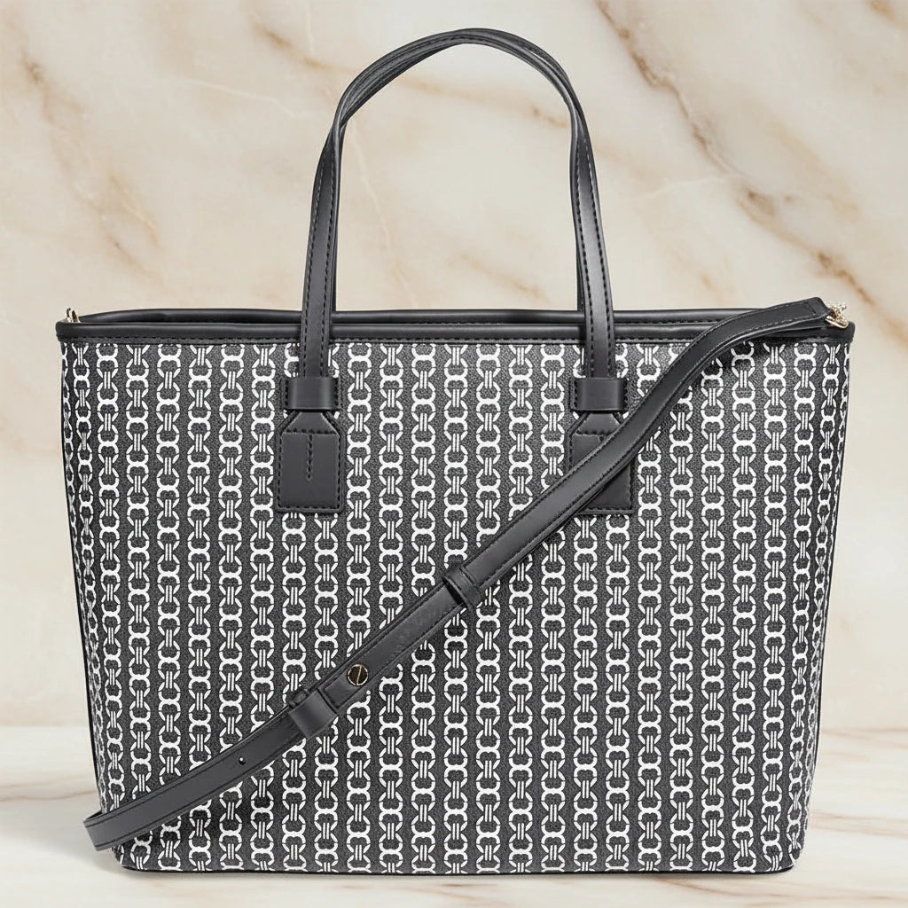 TORY BURCH GEMINI LINK ZIP TOP TOTE SMALL CANVAS