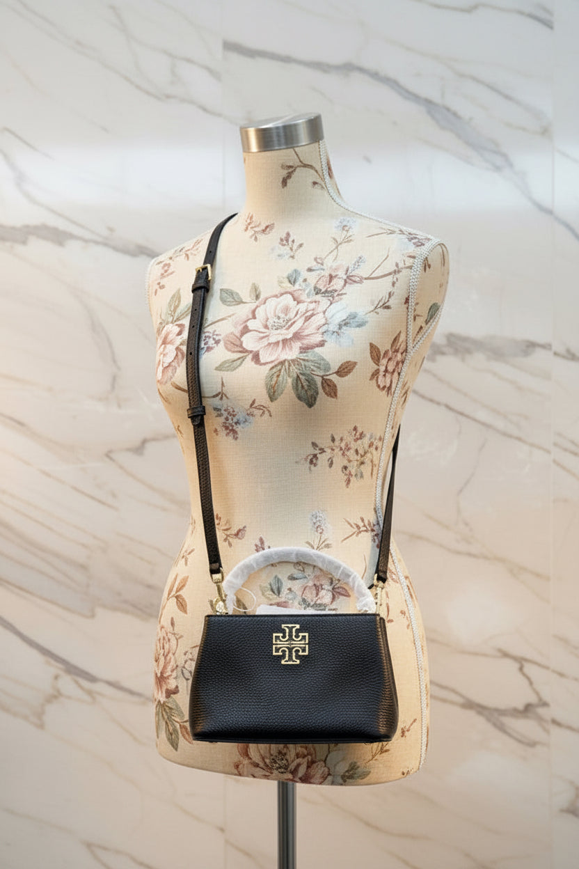 TORY BURCH MICRO BRITTEN SATCHEL - BLACK
