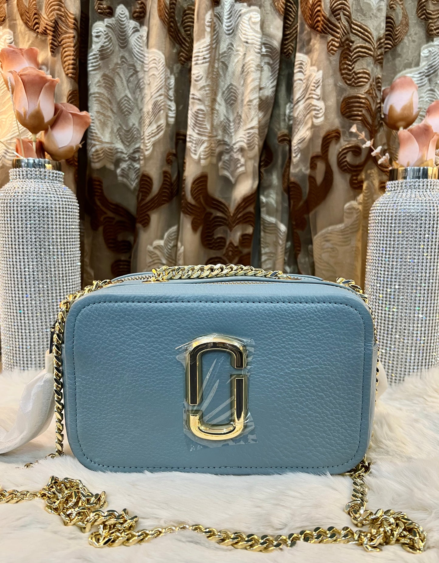 MARC JACOBS GLAM SHOT 21 PEBBLE CALF LEATHER - BLUE