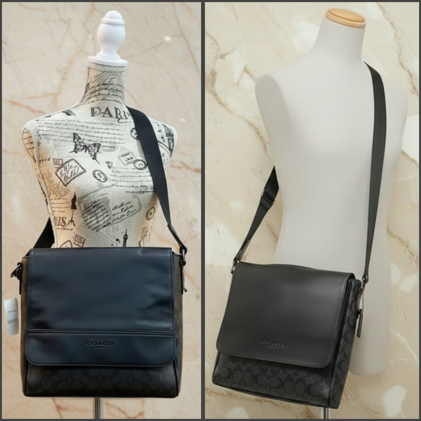 COACH HOUSTON MAP CROSSBODY BAG - SIGNATURE COATED CANVAS & REFINED CALF LEATHER