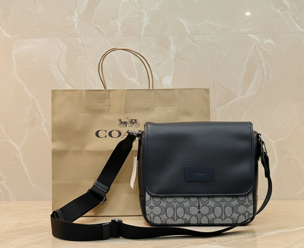 COACH SPRINT MAP BAG 25 SIGNATURE JACQUARD BLUE