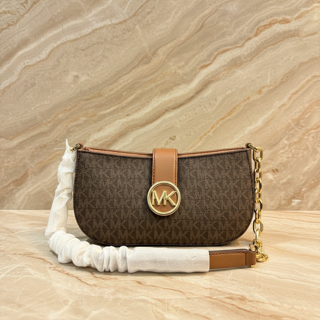 MICHAEL KORS CARMEN LEATHER POUCHETTE SHOULDER BAG ONLY