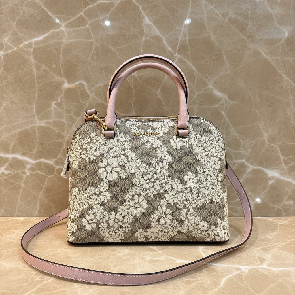MICHAEL KORS CINDY SATCHEL DOME MEDIUM - SPRING FLORAL PRINT