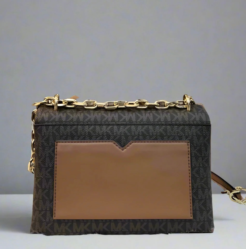 MICHAEL KORS CECE MEDIUM FLAP MONO BROWN