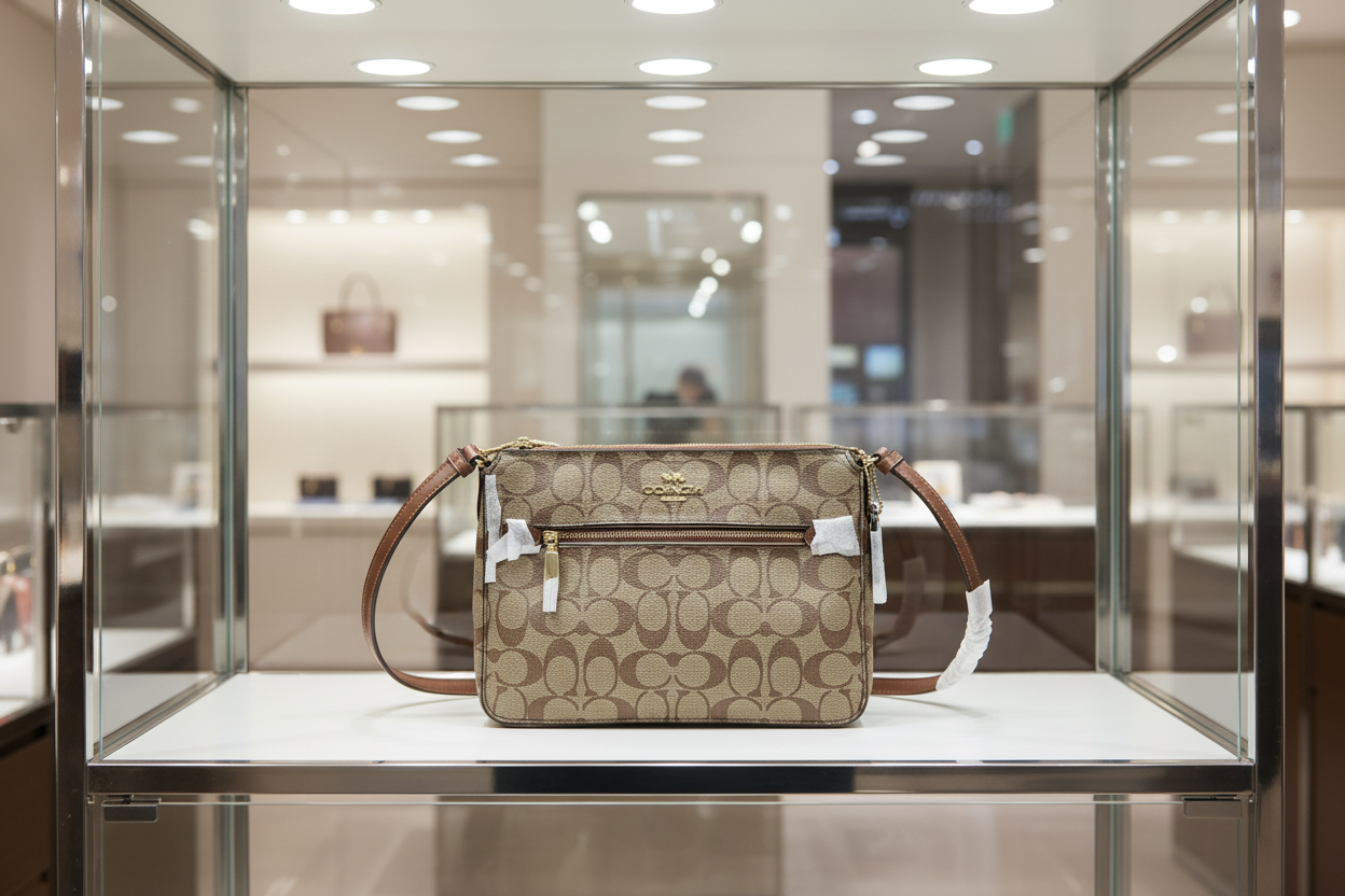 COACH GALLERY FILE CROSSBODY IN SIGNATURE CANVAS - KHAKI BROWN