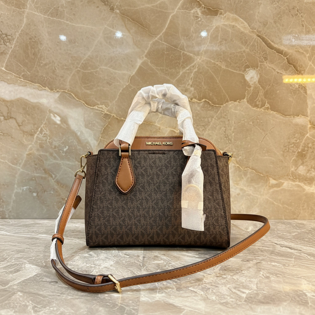 MICHAEL KORS SMALL DARIA 3 in 1 SATCHEL -  BROWN ACORN
