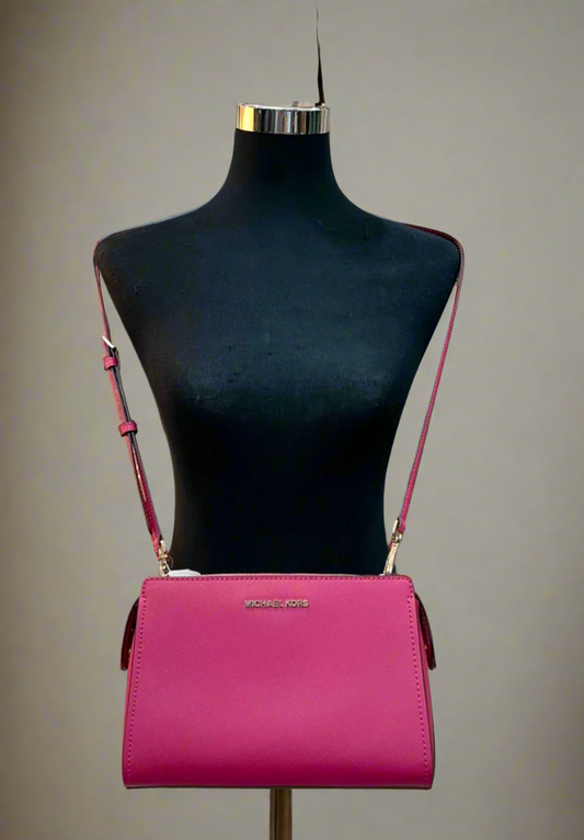 MICHAEL KORS LESLIE MESSENGER BAG - ELECTRIC PINK ( FUSCHIA COLOR )