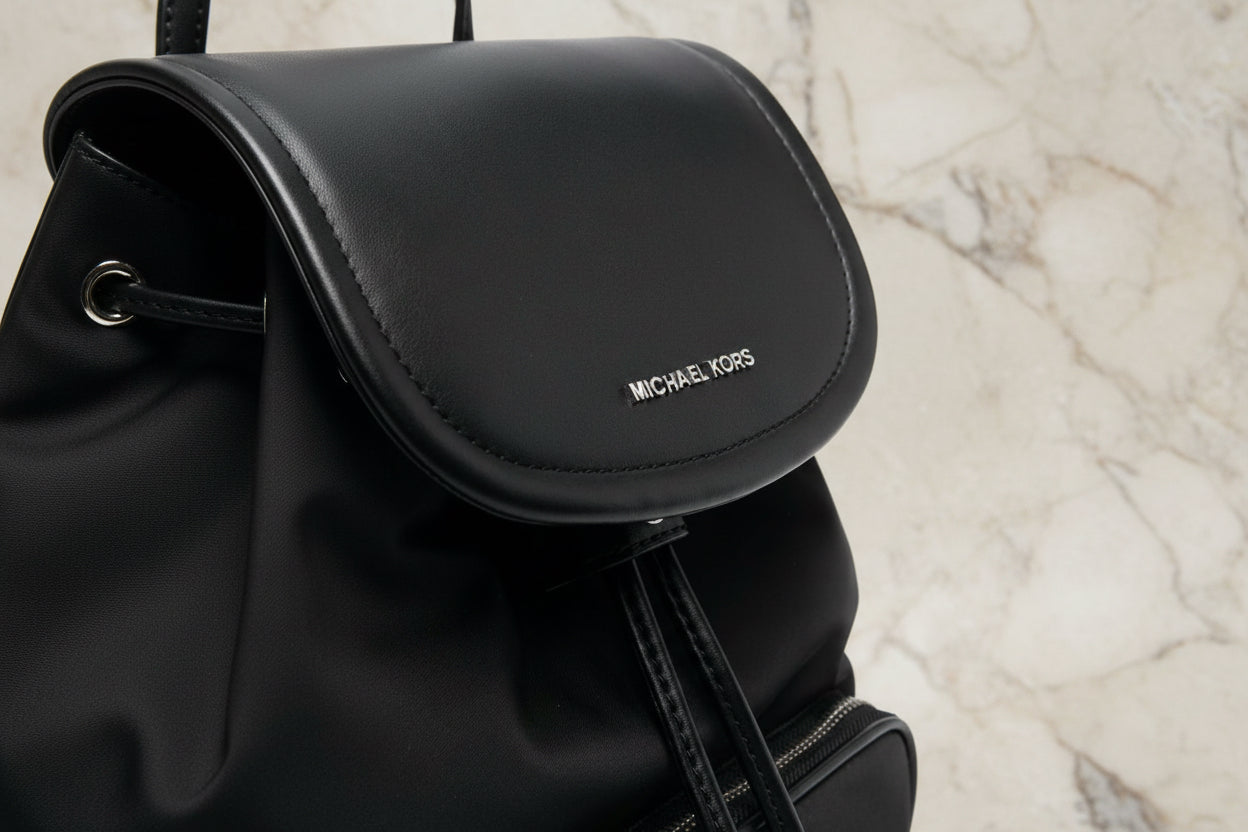 MICHAEL KORS CARA SMALL BACKPACK NYLON - BLACK