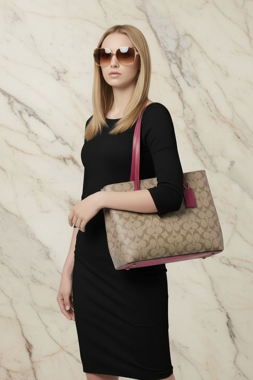 COACH AVENUE CARRYALL IN SIGNATURE BROWN/PINK