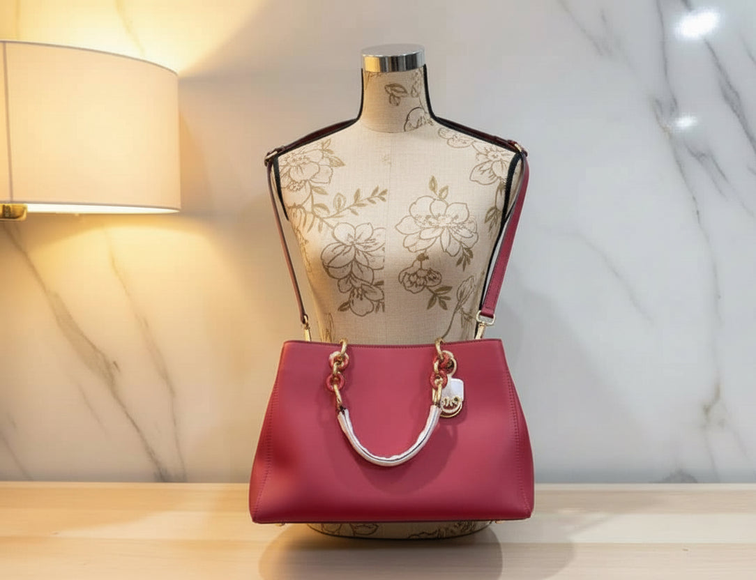 MICHAEL KORS CYNTHIA SATCHEL - SAFFIANO LEATHER -  RED - MEDIUM