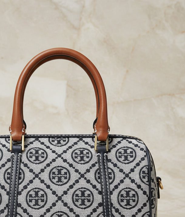 TORY BURCH PETITE BARREL/XBODY - T MONOGRAM NAVY BLUE