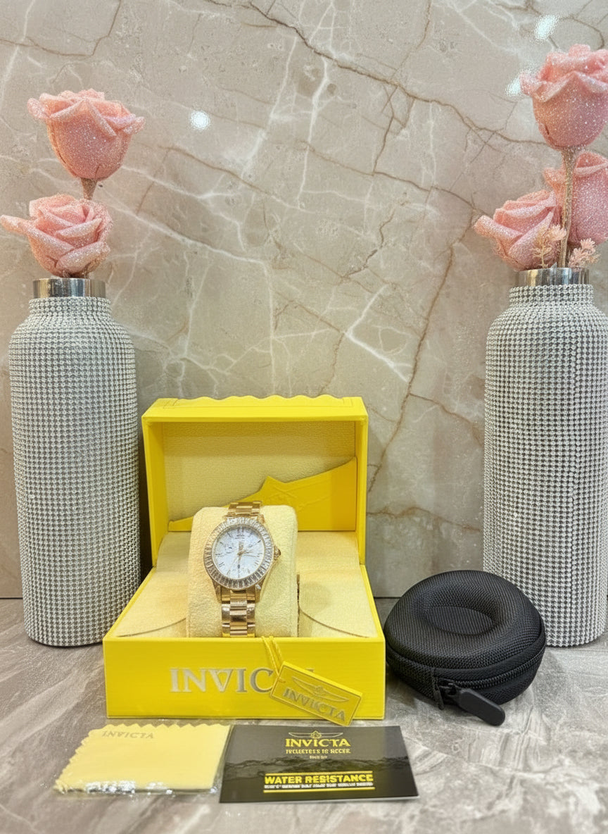 ساعة إنفيكتا أنجل النسائية - لون ذهبي