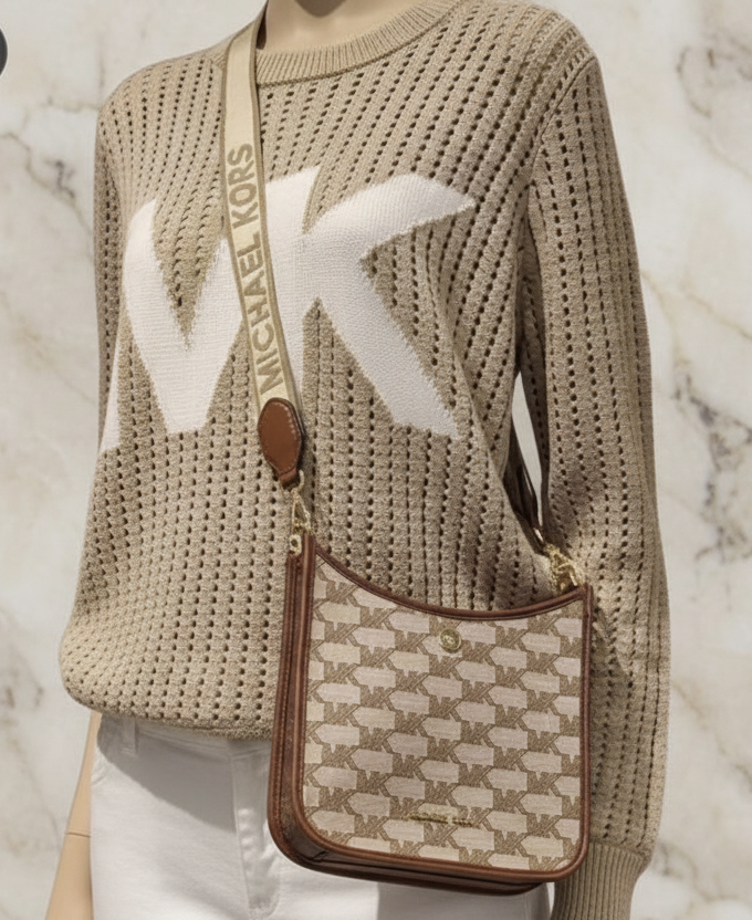 MICHAEL KORS BRYLE SMALL LOGO CANVAS MESSENGER CROSSBODY BAGS