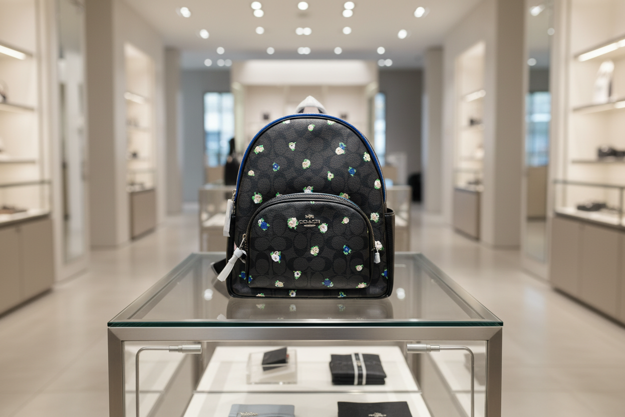 COACH COURT MEDIUM  BACKPACK IN SIGNATURE CANVAS WITH VINTAGE MINI ROSE PRINT
