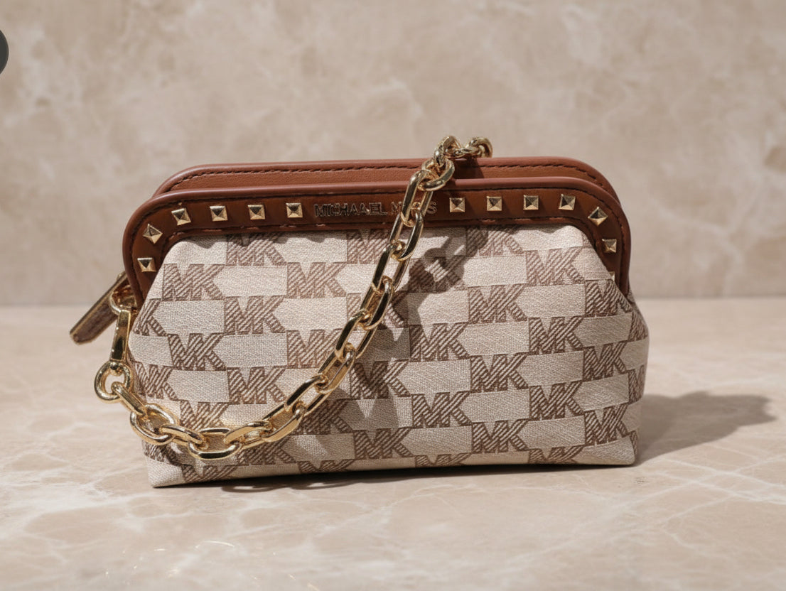MICHAEL KORS JACQUARD LIVIA CLOUD SMALL CLUTCH/CROSSBODY