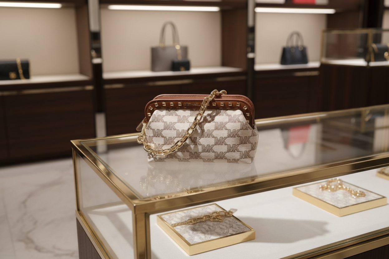 MICHAEL KORS JACQUARD LIVIA CLOUD SMALL CLUTCH/CROSSBODY