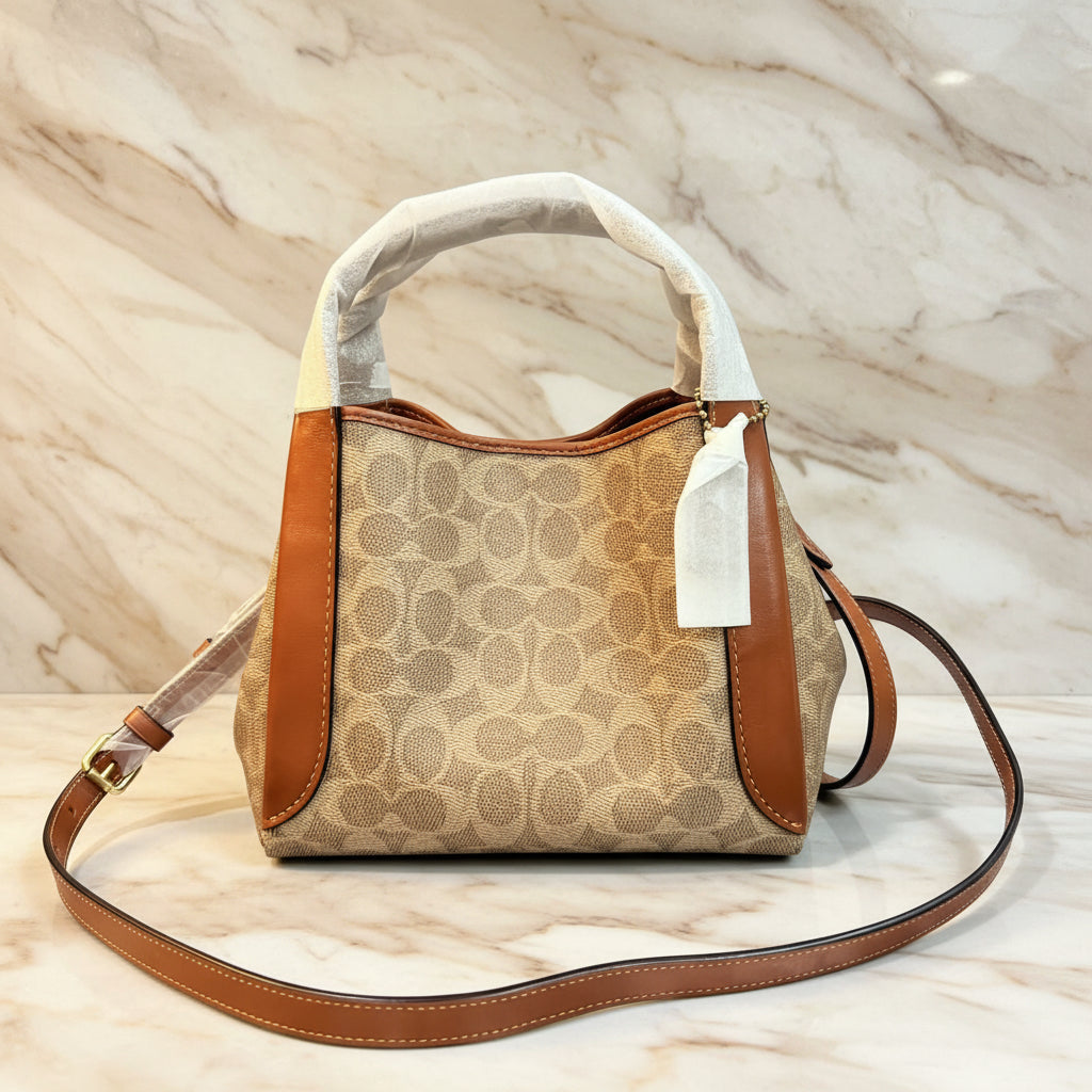 COACH HADLEY HOBO 21 - SIGNATURE CANVAS TAN RUST