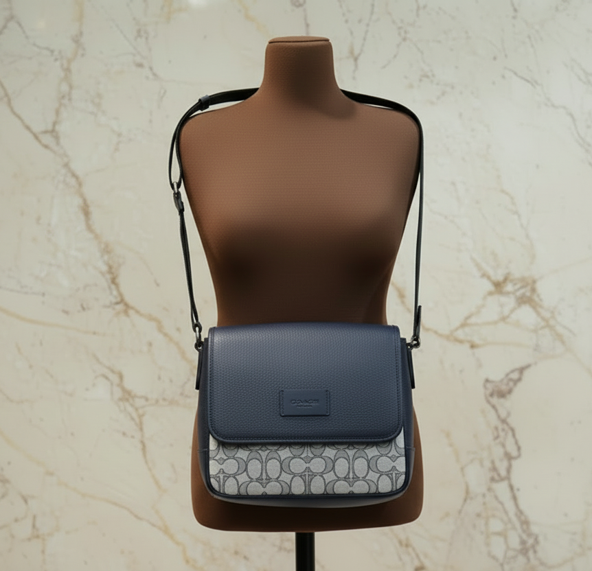 COACH SPRINT MAP BAG 25 SIGNATURE JACQUARD BLUE