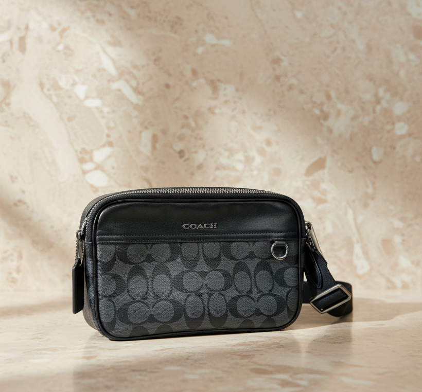 COACH GRAHAM CROSSBODY - SIGNATURE COATED CANVAS/CHARCOAL BLACK