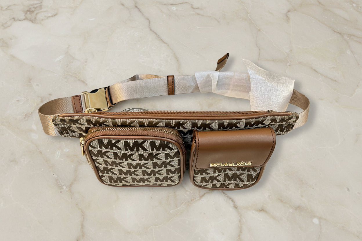 MICHAEL KORS HANOVER MEDIUM JACQUARD BELTBAG/BODY BAG