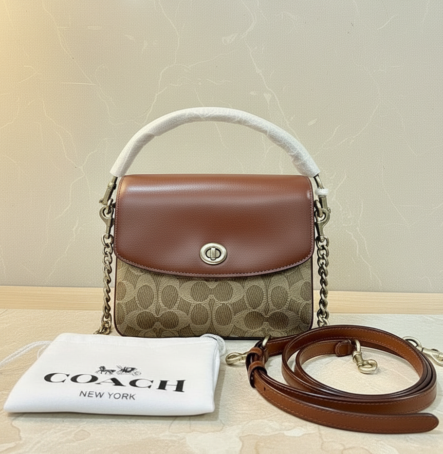 COACH CASSIE 19 3 in 1/ 3 STRAP IN SIGNATURE CANVAS - TAN RUST - MISSING PRICE TAG