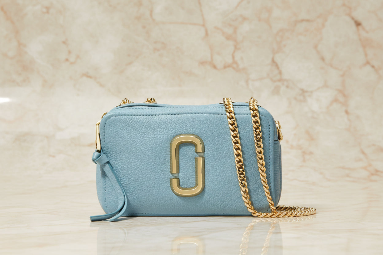 MARC JACOBS GLAM SHOT 21 PEBBLE CALF LEATHER - BLUE